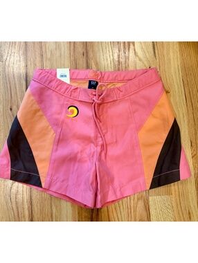 Y2K Gap Girl Board Shorts Size 12 NWT Pink Orange Brown Colorblock Swim